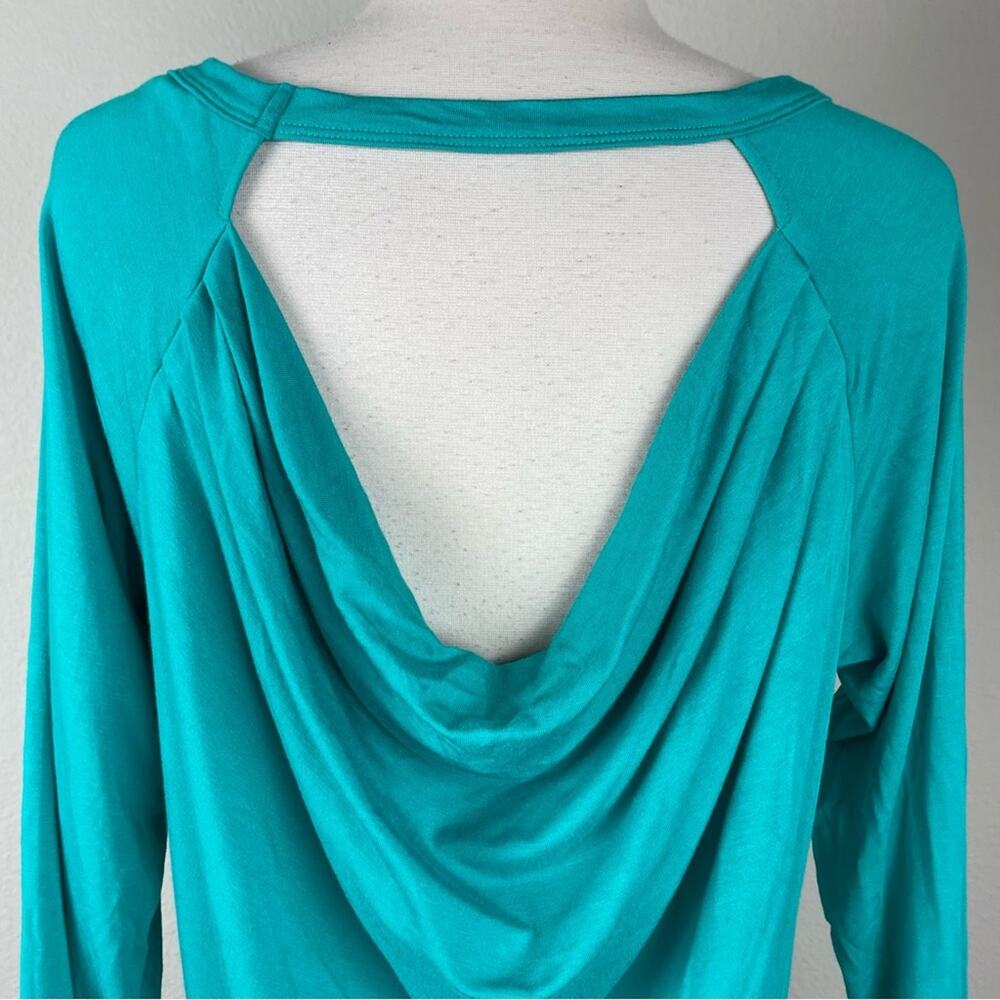 Soft Surroundings Green Stretch Knit Long Sleeve Drape Back Top Large - Picture 5 of 11